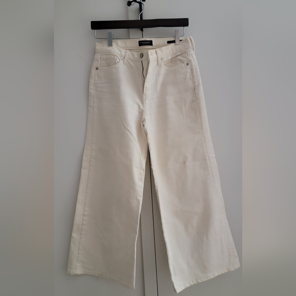 Banana Republic High Rise Wide White Denim